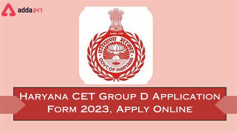 Haryana CET Group D Application Form 2023, Apply Link Active