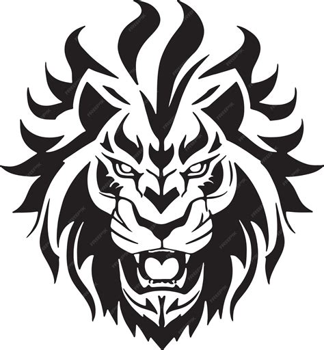 Premium Vector | Lion head silhouette black and white