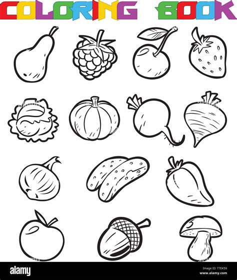 Vegetables And Fruits Coloring Pages - Each printable highlights a word ...