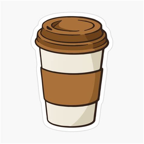 a cup of coffee sticker on a white backgroung background, with a brown lid