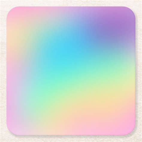 Pretty Pastel Rainbow Gradient Wedding Square Paper Coaster | Zazzle.com | Pastel rainbow ...