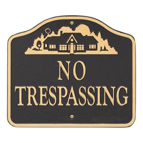 No Trespassing Sign, Cast Aluminum - Wall or Lawn Mounting 14131 - The ...