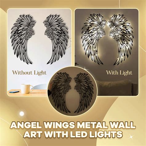 ANGEL WINGS METAL WALL ART WITH LED LIGHTS - Home Decoration - nisasy