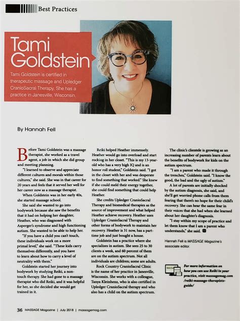 Massage Magazine features Tami's article on how to teach doctors about touch and autism - Coming ...