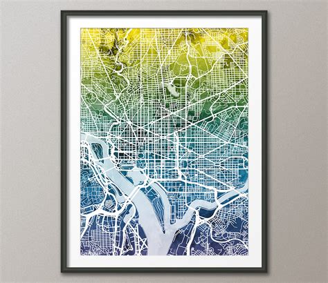 Washington DC Map City Street Map Art Print 1927 | Etsy