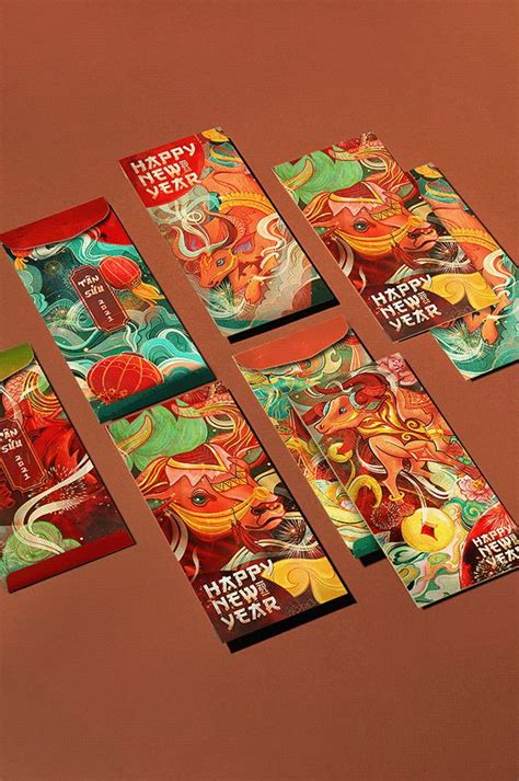 five colorful cards with different designs on them sitting next to each ...