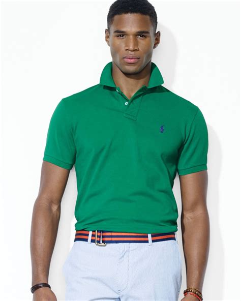 Lyst - Ralph Lauren Polo Customfit Stretchmesh Polo Shirt in Green for Men
