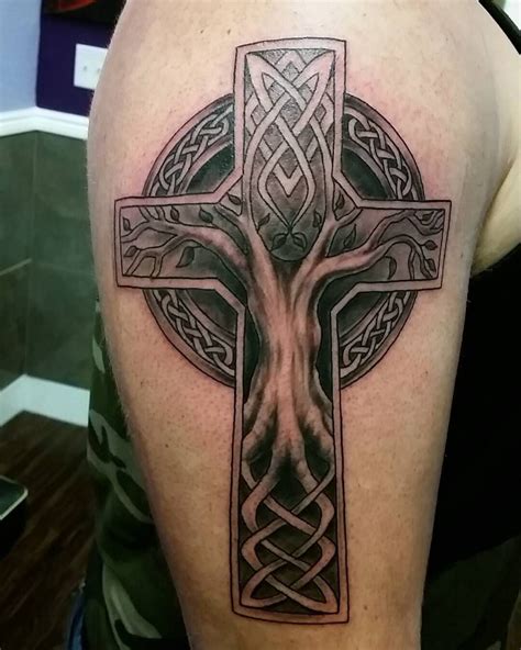 Celtic Cross and Tree of Life Tattoo | Tattoo Ideas and Inspiration Celtic Cross Tattoo For Men ...