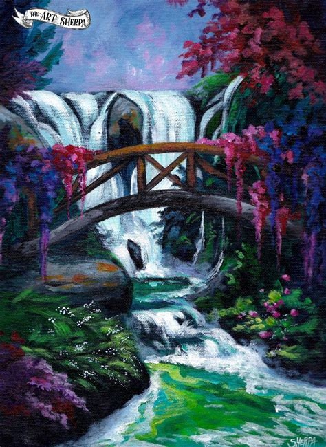 Waterfall Garden Easy Acrylic Painting Tutorial For Beginners Step By Step | The Art Sherpa ...