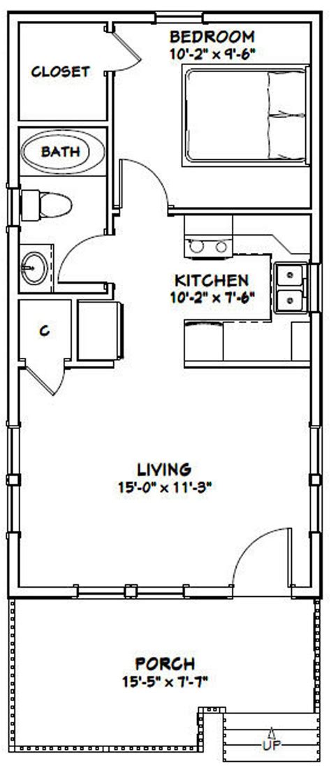 16x30 House 1-bedroom 1-bath 480 Sq Ft PDF Floor Plan Instant Download Model 1 - Etsy | Tiny ...