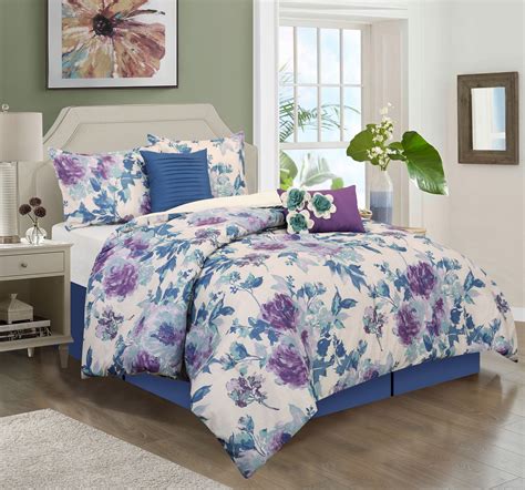 Nanshing Anne 6-Piece Bedding Comforter Set, Purple, Queen - Walmart.com - Walmart.com