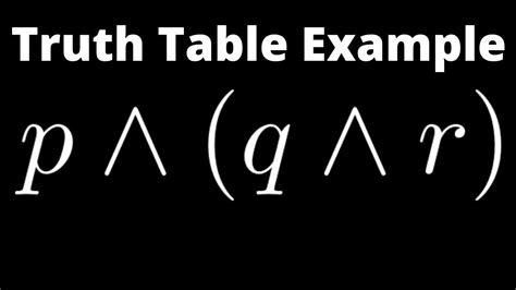 Truth Table for p ^ (q ^ r) - YouTube