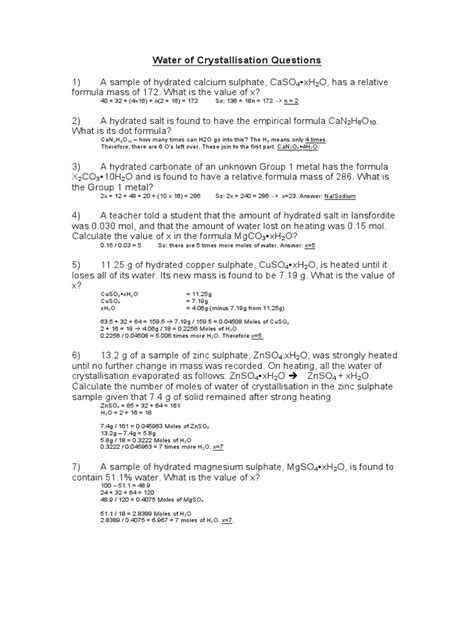 Water of "Crystallization | PDF