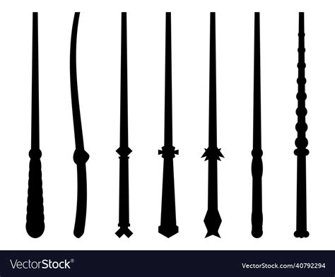 Black outlines of magic wands isolated on white Vector Image