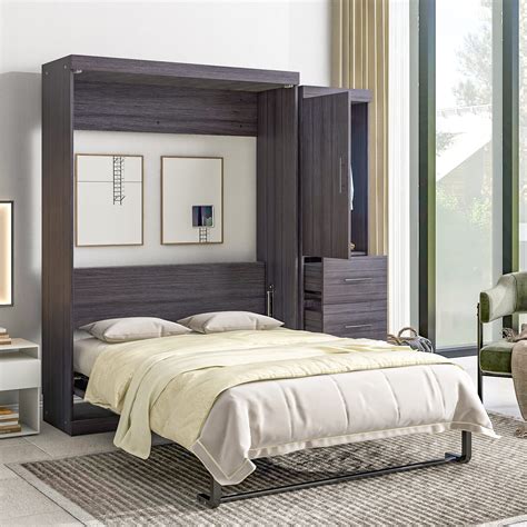 Buy Full Murphy Bed Space-Saving Wall Bed with Wardrobe, Drawers and ...