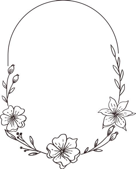 Minimalist floral frame with hand drawn leaf and flower simple floral border 21437050 PNG