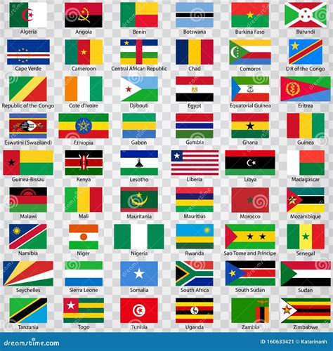 Fifty Four Flags of the Countries of Africa. List of All Flags African Countries with ...