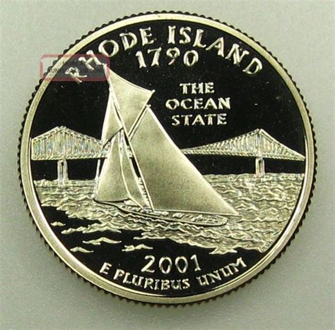 2001 S Clad Deep Cameo Proof Rhode Island State Washington Quarter (b04)