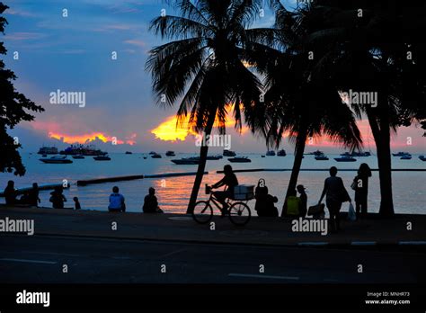 Sunset on Beach Road Pattaya Thailand Stock Photo - Alamy