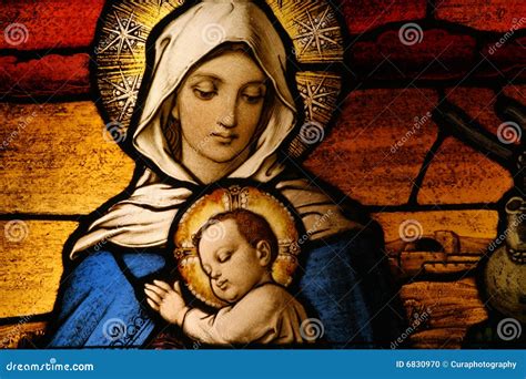 Vigin Mary with baby Jesus stock photo. Image of glass - 6830970