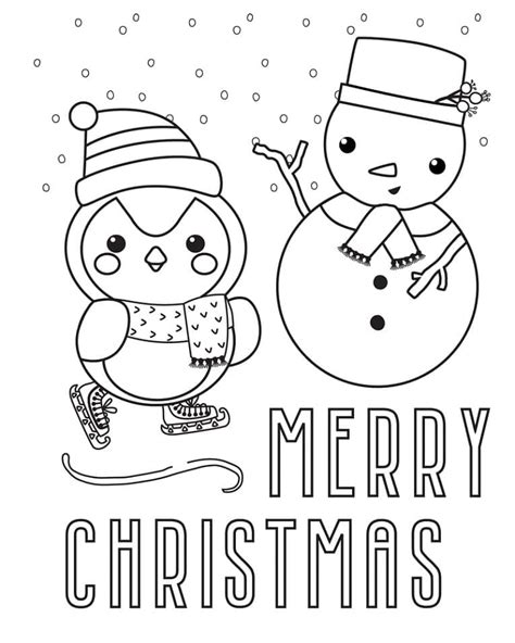 Cute Christmas Owl and Snowman coloring page - Download, Print or Color Online for Free