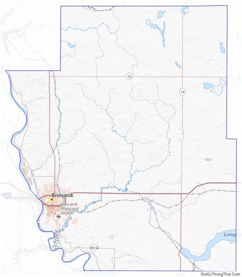 Map of Burleigh County, North Dakota - Thong Thai Real