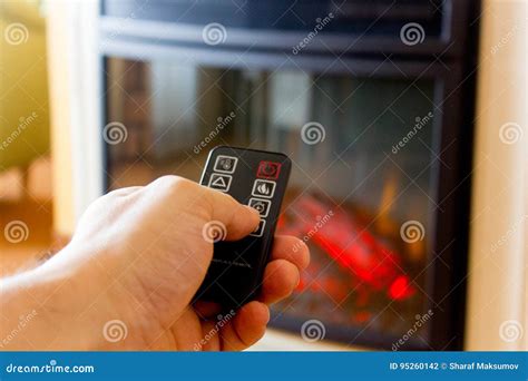 Electric Fireplace Remote Control Stock Photo - Image of marble, place: 95260142