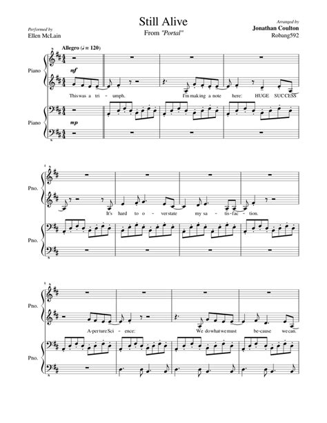 Still Alive - Portal (Piano Duet) Sheet music for Piano (Piano Duo) | Musescore.com