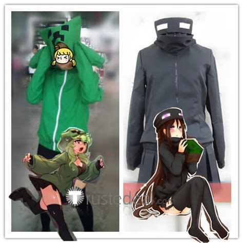 Minecraft Enderman Creeper Green Black Hoodie Cosplay Costume