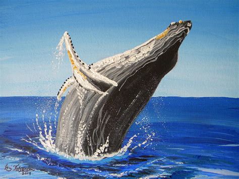 Gray Whale Breach Painting by Eric Johansen