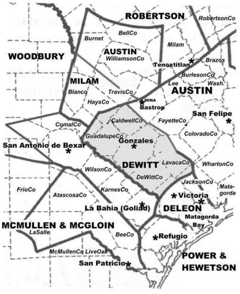 Connected Map of DeWitt’s Colony compiled from the surveys of Byrd Lockhart | by Texas General ...