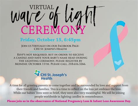 Pregnancy and Infant Loss Awareness Day Wave of Light Ceremony - CHI St. Joseph's Health