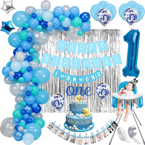 Buy First Birthday Decorations For Boy 114 Pk One Balloon 1 Balloon For First Birthday, First ...