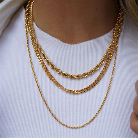 Thick Gold Chain Necklace, Gold Necklace Layered, Rope Necklace, Layered Necklaces, Silver ...