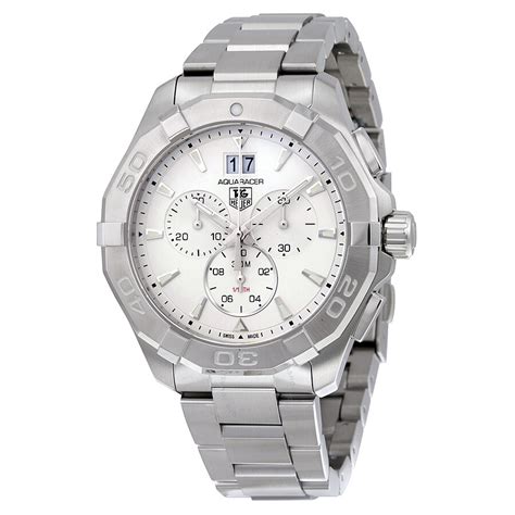 Tag Heuer Aquaracer Chronograph Silver Dial Men's Watch CAY1111.BA0927 ...