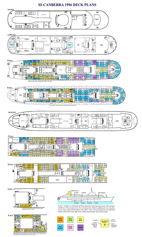 SS Canberra 1973 & 1996 One Class Deck Plans