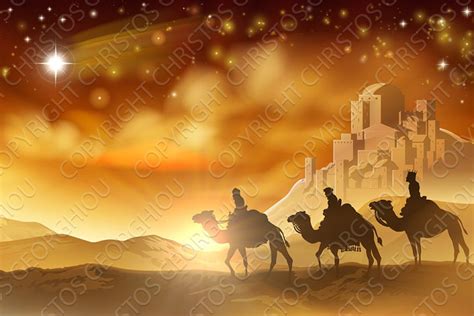 Nativity Scene With Three Wise Men | Pre-Designed Illustrator Graphics ...