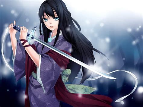 Sword Girl, divine, fighter, bonito, blade, anime, yukata, hot, beauty, anime girl, HD wallpaper ...