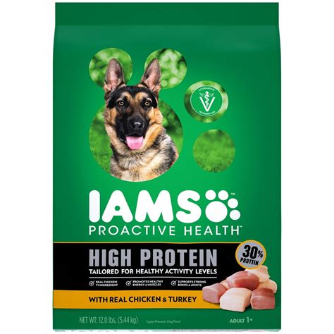 IAMS PROACTIVE HEALTH Adult Dry Dog Food, High Protein Recipe with Real Chicken and Turkey, 12 ...