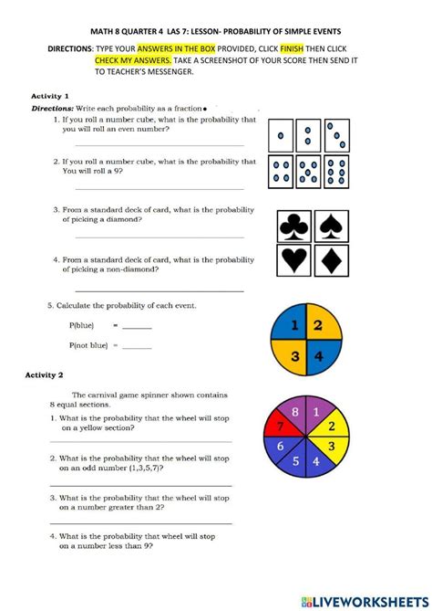 Playing Cards and Probability Worksheet | Printable PDF Worksheets - Worksheets Library