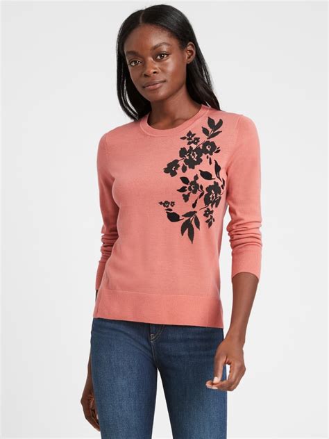 Banana Republic Washable Merino Floral Sweater | Banana Republic ...