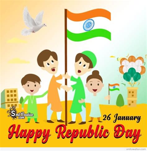 Happy Republic Day Hoisting Flag Card - SmitCreation.com