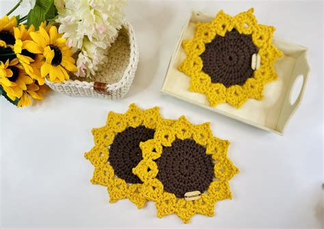 Sunflower Coasters – The Yarn Bowl Crochet