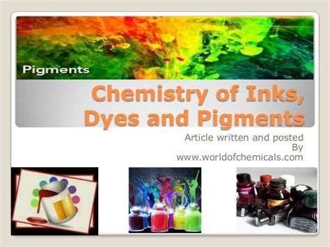 Chemistry of inks, dyes and pigments