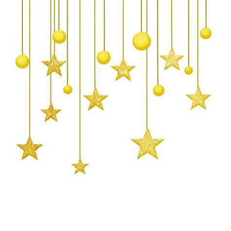 Hanging Shiny Yellow Scattered Stars Decorative Balls, Star, Golden, Scattered PNG Transparent ...