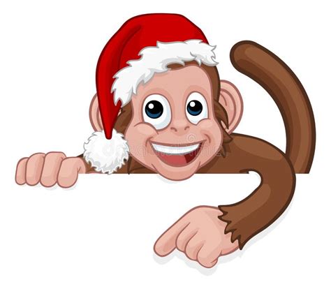 Christmas Monkey Cartoon Character in Santa Hat Stock Vector - Illustration of gorilla, children ...