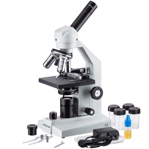 AmScope M500B-MS-LED Monocular Compound Microscope - Cordless and Versatile