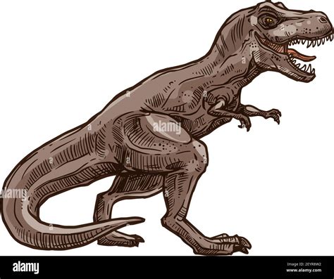 T-rex dinosaur isolated prehistoric animal sketch. Vector tyrannosaurus ...