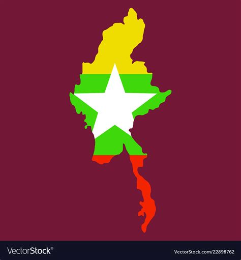 Republic of the union of myanmar flag and map Vector Image