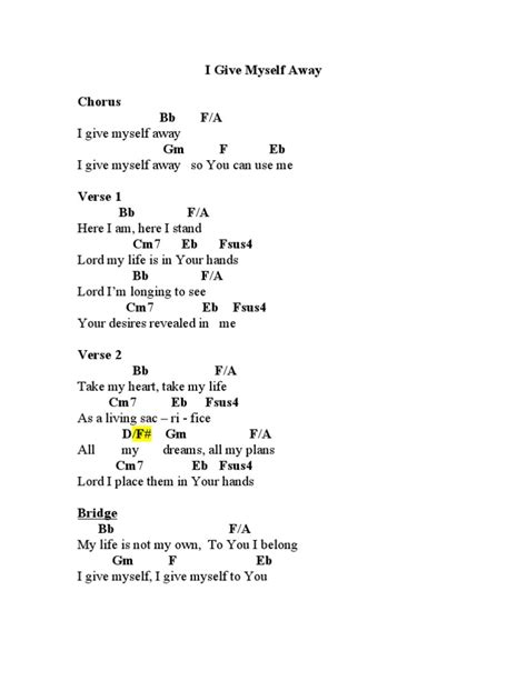 I Give Myself Away - Chords | Song Structure | Musical Forms